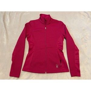 Spyder Women's Core Sweater Full Zip Mock Neck Sweater Knit Fleece Pink Size S